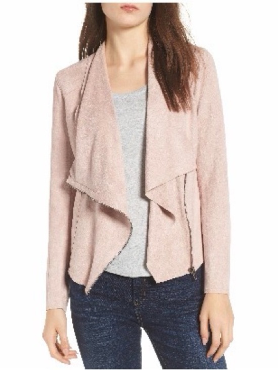 Blank NYC Jackets & Blazers - BLANKNYC Drape Front Faux Suede Jacket PINK ADOBE Small